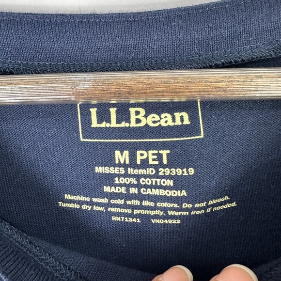 LL Bean Heritage Mariner Dress Womens Medium Petite Blue Striped Nautical Preppy - Picture 3 of 5